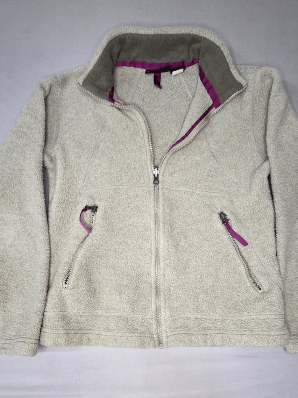 Patagonia Synchilla Full Zip Fleece Jacket S Made USA Grey Magenta